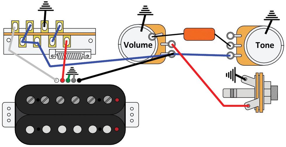 Как подключить хамбакер с 4 проводами Mini Humbucker Neck And Telecaster Bridge Pickup Wiring Diagram - Database - Fac