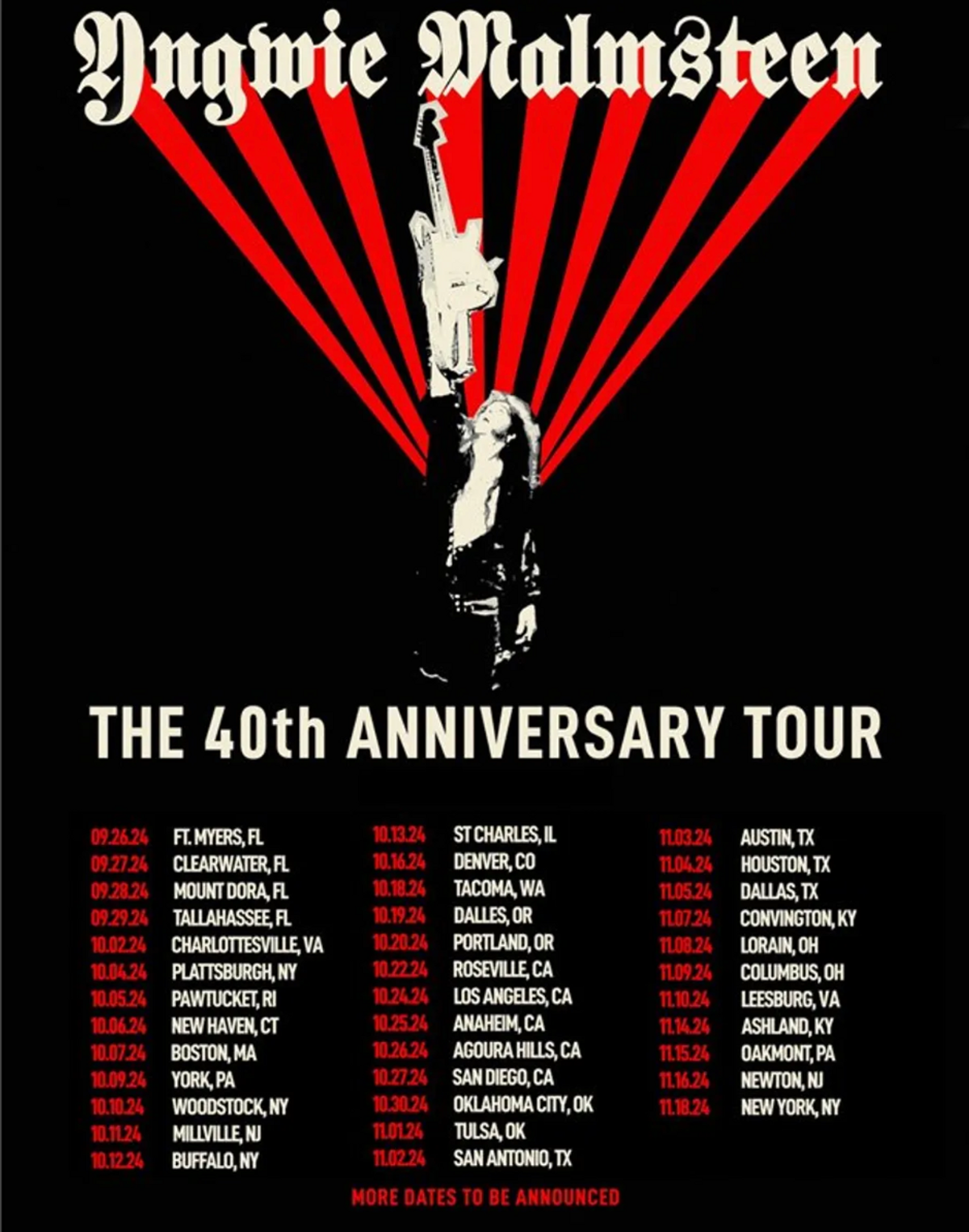 Yngwie Malmsteen Announces Fall 2024 Anniversary Tour